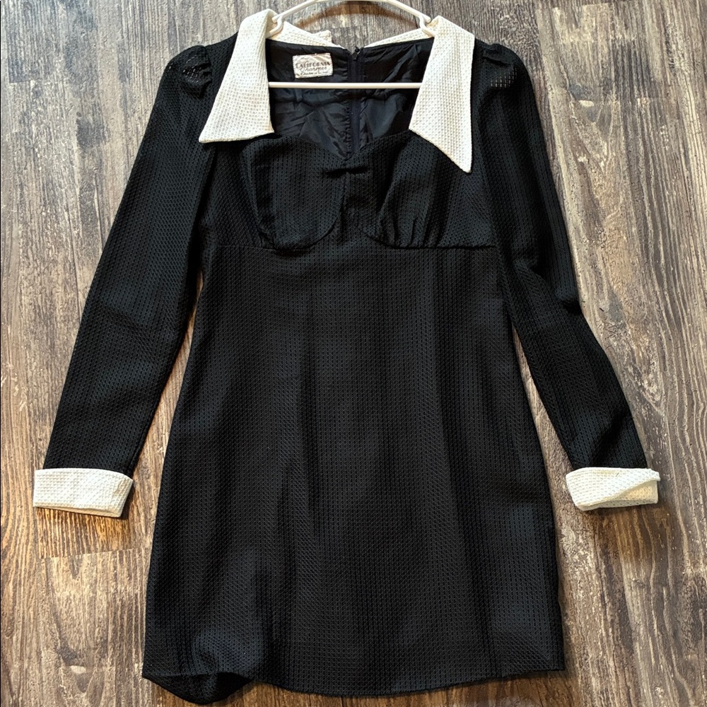 VINTAGE California Charmer Black Dress with White Accents